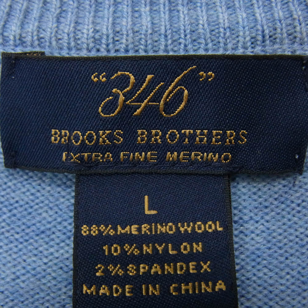 Brooks Brothers ブルックスブラザーズ エクストラファインメリノウール エンブロイダリー ワンポイント刺繍 ボーダー ニット セーター プルオーバー ブルー系 L【中古】