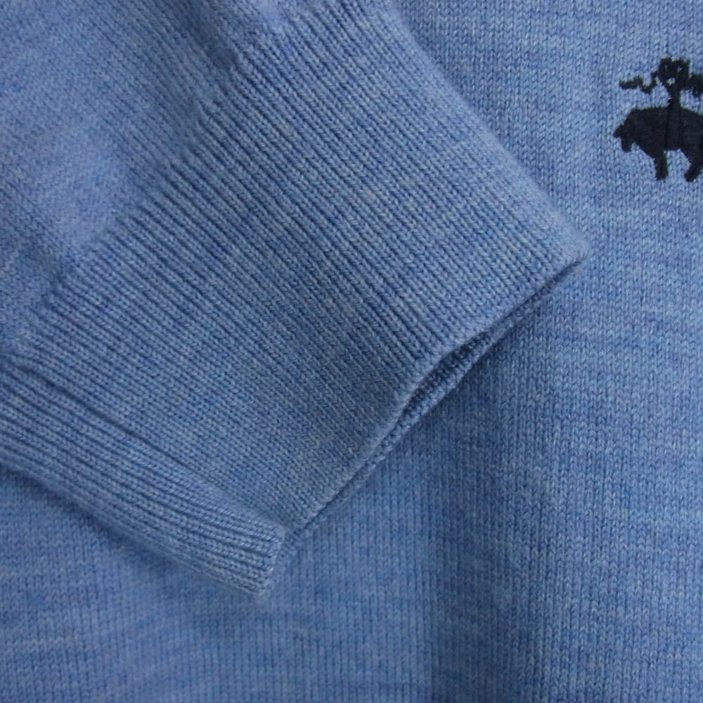Brooks Brothers ブルックスブラザーズ エクストラファインメリノウール エンブロイダリー ワンポイント刺繍 ボーダー ニット セーター プルオーバー ブルー系 L【中古】