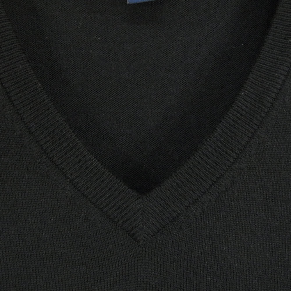 Brooks Brothers ブルックスブラザーズ 346 メリノウール Vネック エンブロイダリー ワンポイント刺繍 ニット セーター プルオーバー ブラック系 L【中古】