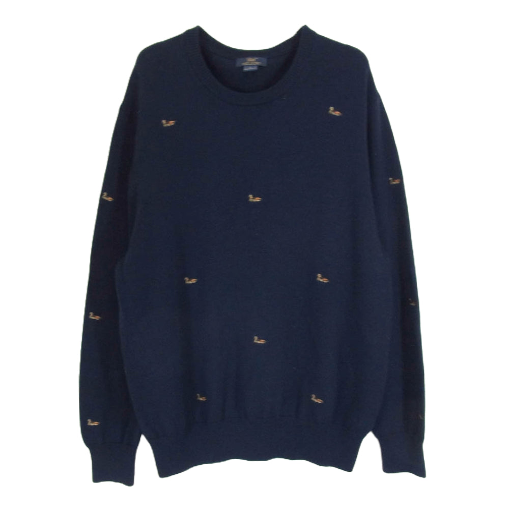 Brooks Brothers ブルックスブラザーズ 346 鴨柄 カモ エクストラファインメリノウール100％ ニット セーター ネイビー系 L【中古】
