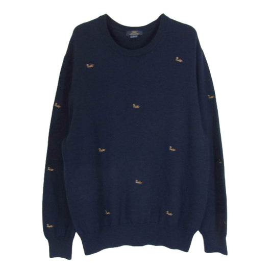 Brooks Brothers ブルックスブラザーズ 346 鴨柄 カモ エクストラファインメリノウール100％ ニット セーター ネイビー系 L【中古】