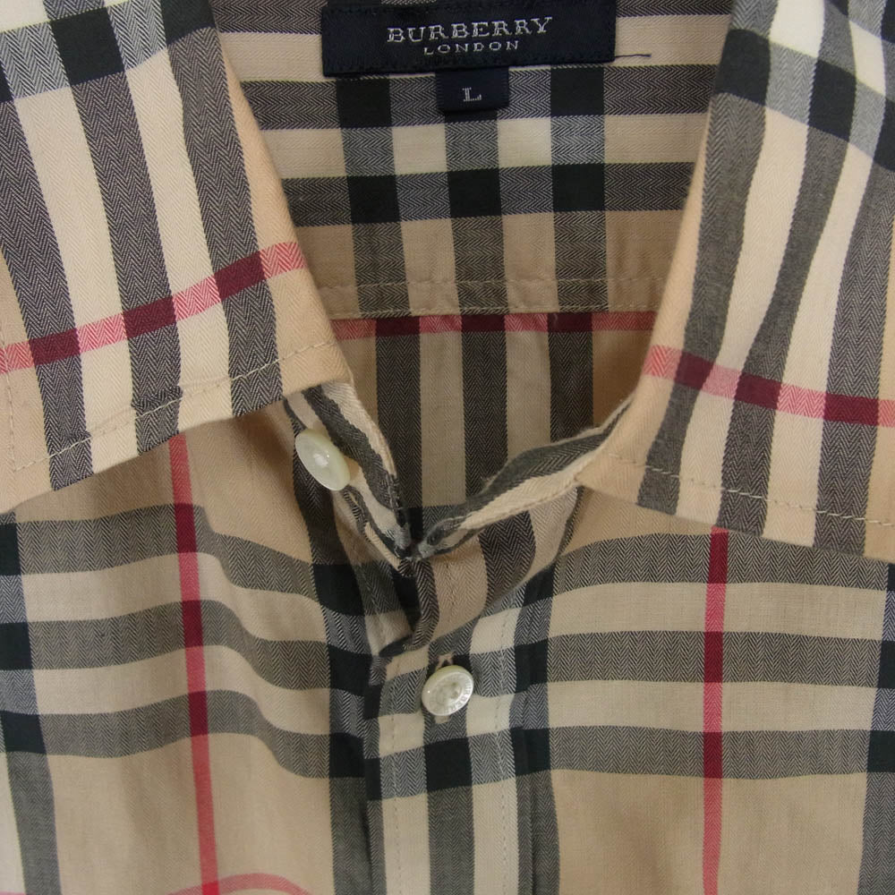 BURBERRY LONDON バーバリー ロンドン BBW17-244-43 ノバチェック 半袖 シャツ ブラウン系 L【中古】