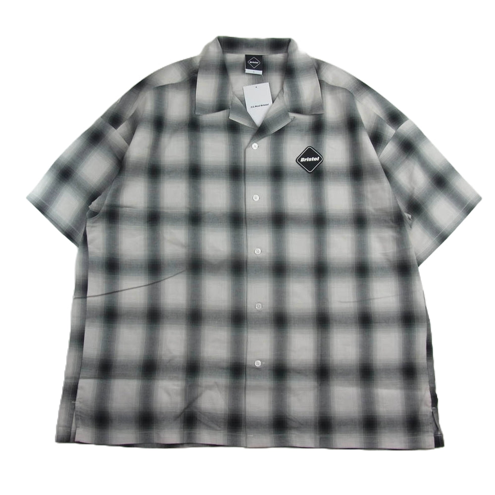 F.C.R.B. エフシーアールビー FCRB-240061 BIG LOGO S/S BAGGY SHIRT ビッグロゴ バギー シャツ チェック柄 半袖 ブラック系 ホワイト系 L【極上美品】【中古】