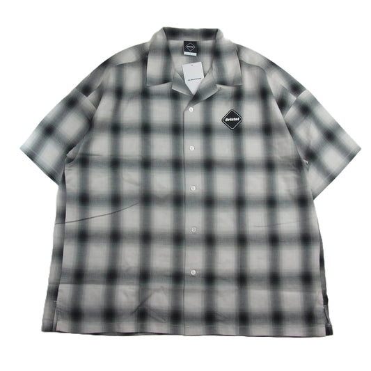 F.C.R.B. エフシーアールビー FCRB-240061 BIG LOGO S/S BAGGY SHIRT ビッグロゴ バギー シャツ チェック柄 半袖 ブラック系 ホワイト系 L【極上美品】【中古】