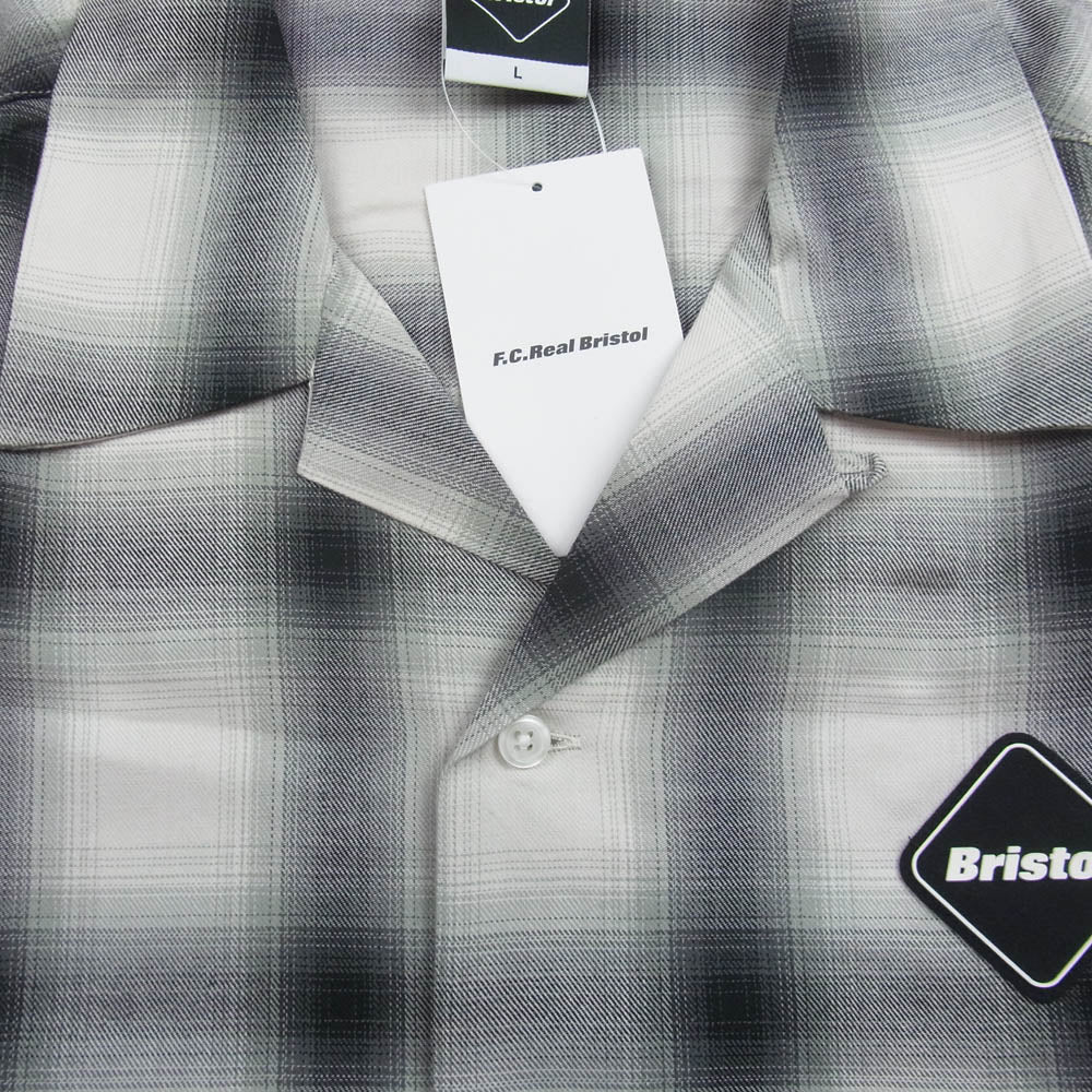 F.C.R.B. エフシーアールビー FCRB-240061 BIG LOGO S/S BAGGY SHIRT ビッグロゴ バギー シャツ チェック柄 半袖 ブラック系 ホワイト系 L【極上美品】【中古】