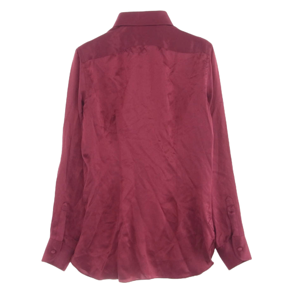 シャルべ フランス製 ALL SILK シルク100％ ドレス シャツ ワインレッド系 XS【中古】