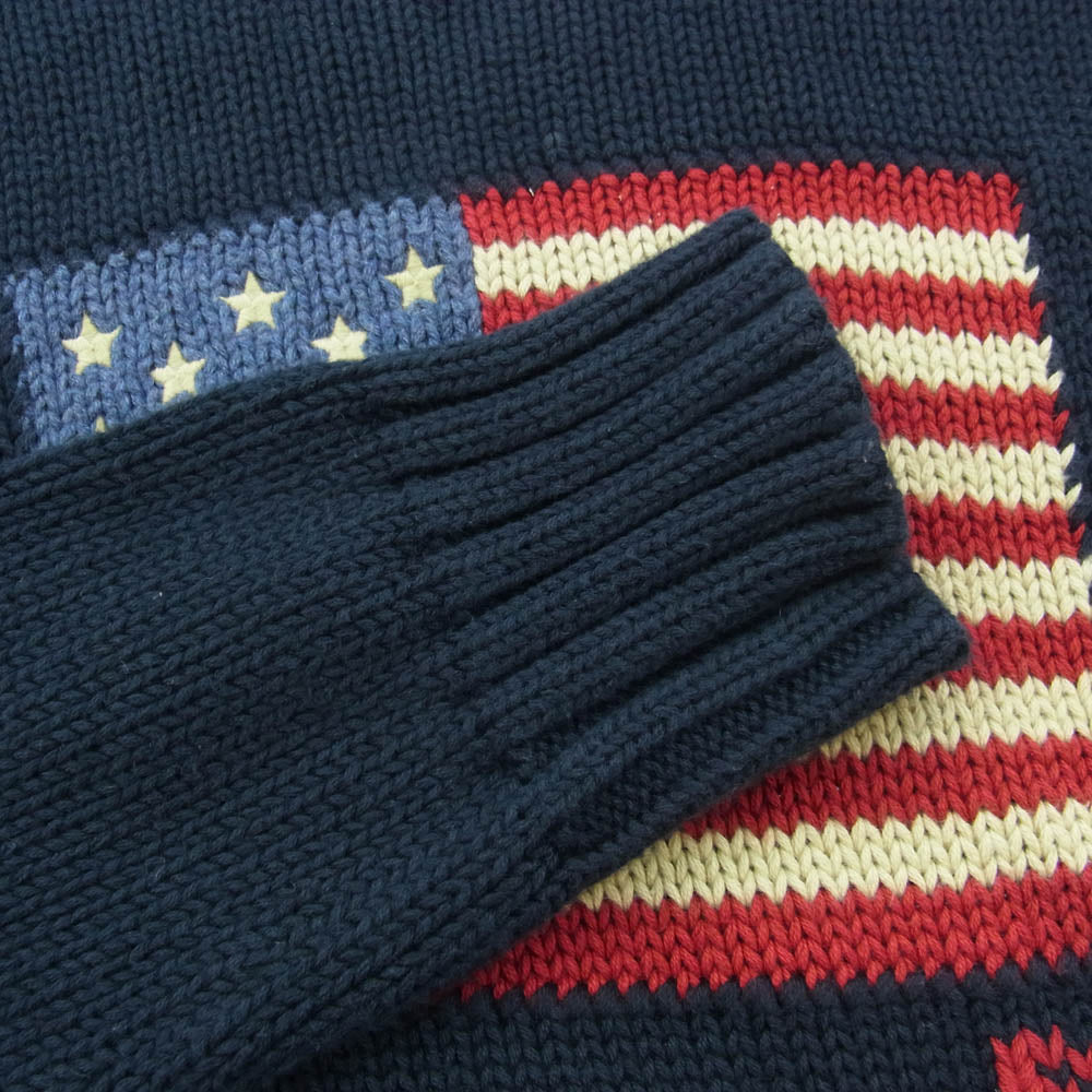 POLO RALPH LAUREN ポロ・ラルフローレン 星条旗 アメリカ国旗 フラッグ ニット セーター ネイビー系 XL【中古】