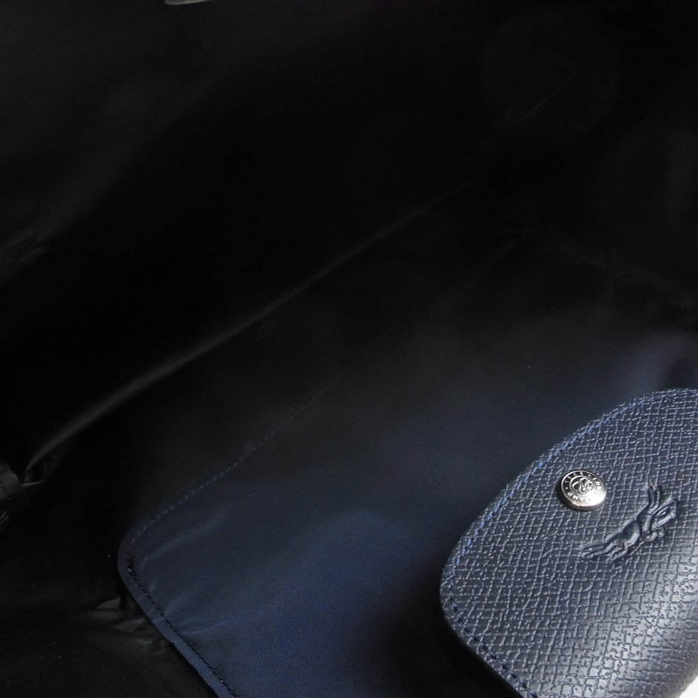 Longchamp ロンシャン ル プリアージュ M DEPOSEハンドバッグ 折りたたみ トートバッグ ネイビー系【美品】【中古】