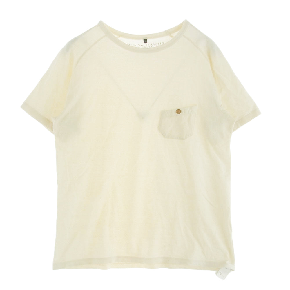Nigel Cabourn ナイジェルケーボン 55-U-8110 ウッドボタン ポケット 半袖 Tシャツ オフホワイト系 48【中古】