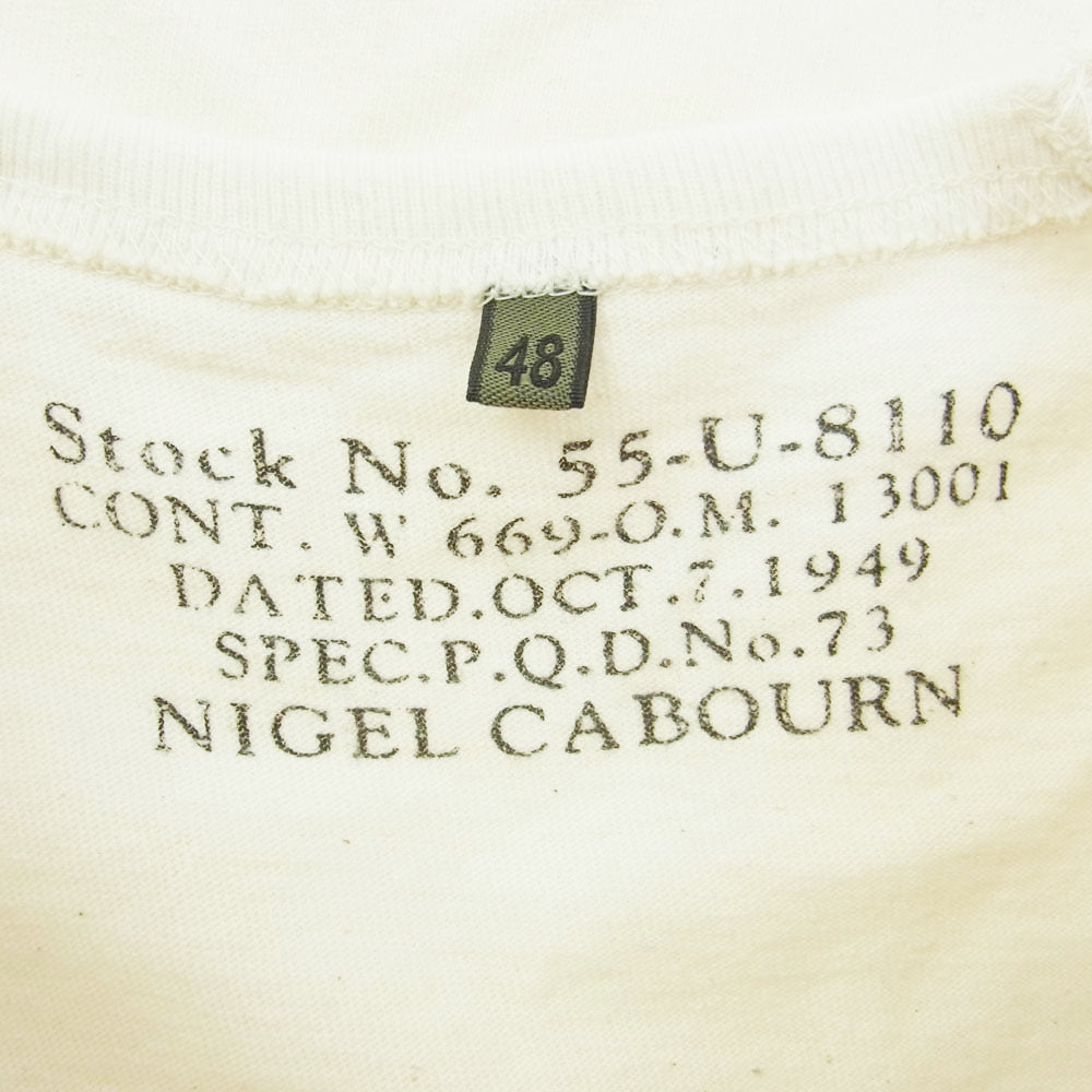 Nigel Cabourn ナイジェルケーボン 55-U-8110 ウッドボタン ポケット 半袖 Tシャツ オフホワイト系 48【中古】