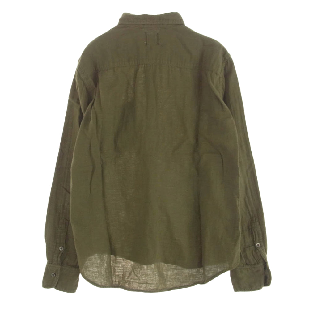 YANUK ヤヌーク 57262010 Double gauze standard shirt ダブル ガーゼ スタンダード長袖シャツ モスグリーン系 M【中古】