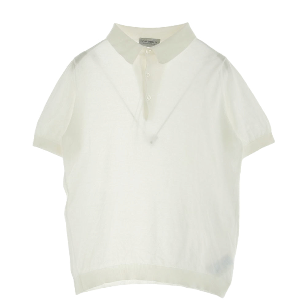 JOHN SMEDLEY ジョンスメドレー 英国製 コットン ニット ポロシャツ ホワイト系 S【中古】