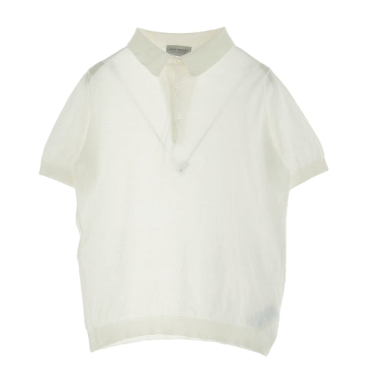 JOHN SMEDLEY ジョンスメドレー 英国製 コットン ニット ポロシャツ ホワイト系 S【中古】