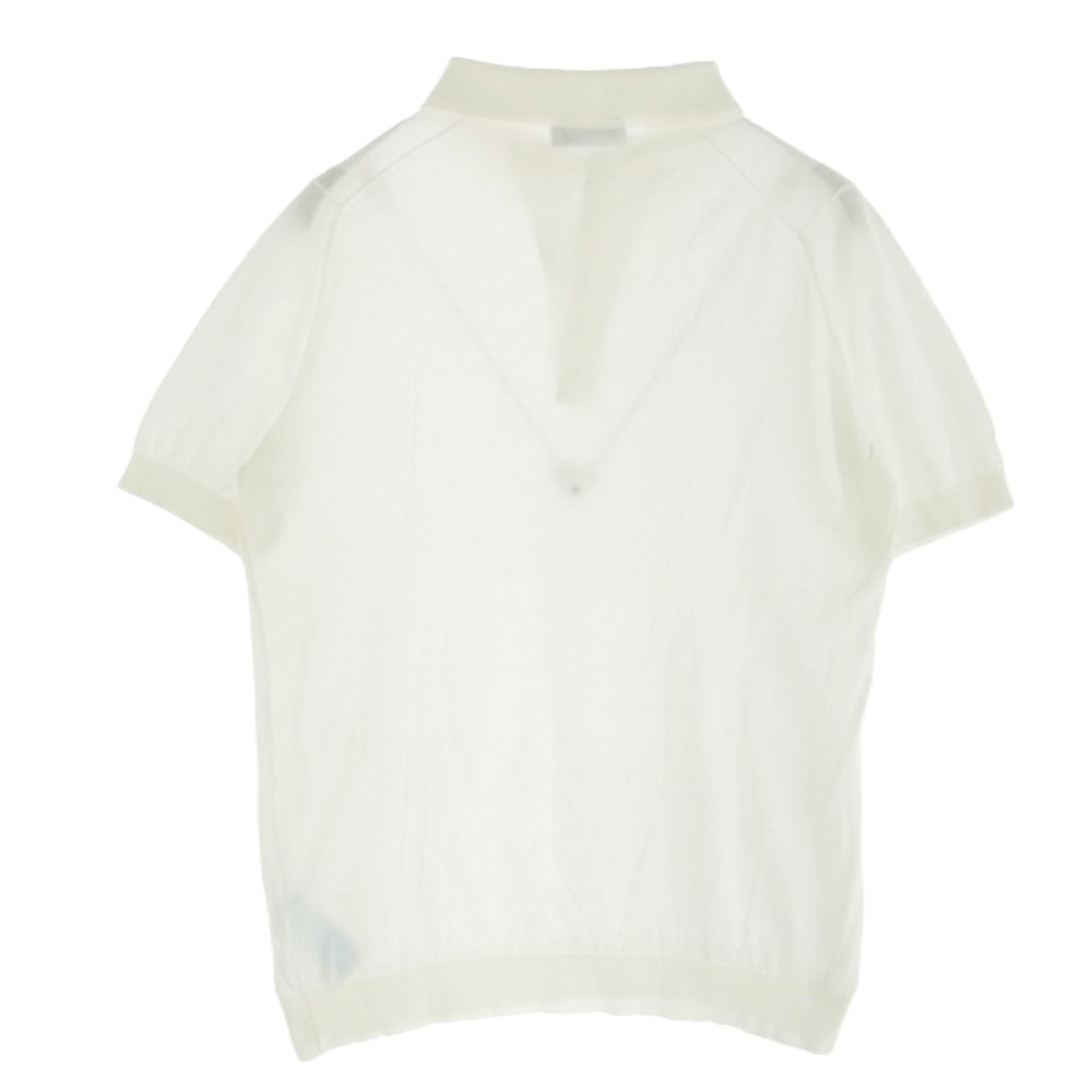 JOHN SMEDLEY ジョンスメドレー 英国製 コットン ニット ポロシャツ ホワイト系 S【中古】