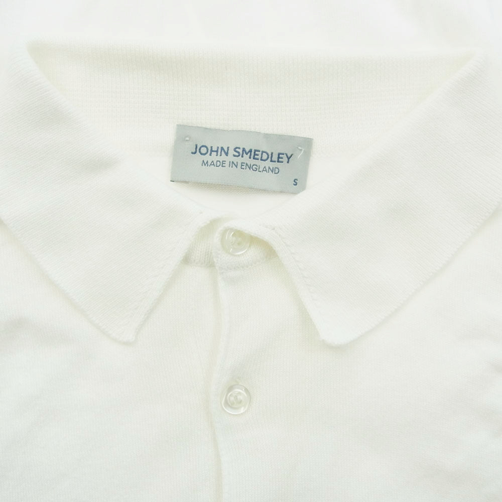 JOHN SMEDLEY ジョンスメドレー 英国製 コットン ニット ポロシャツ ホワイト系 S【中古】