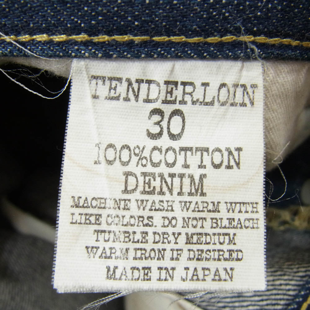 TENDERLOIN テンダーロイン シンチバック ボタンフライ デニム パンツ インディゴブルー系 30【中古】