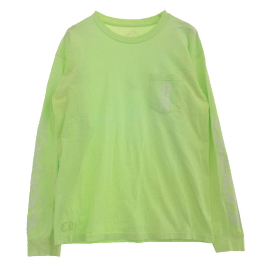 CHROME HEARTS クロムハーツ（原本無） Flame Sleeve L/S Tee フレイム 袖プリント 長袖Tシャツ カットソー ライトグリーン系 L【中古】