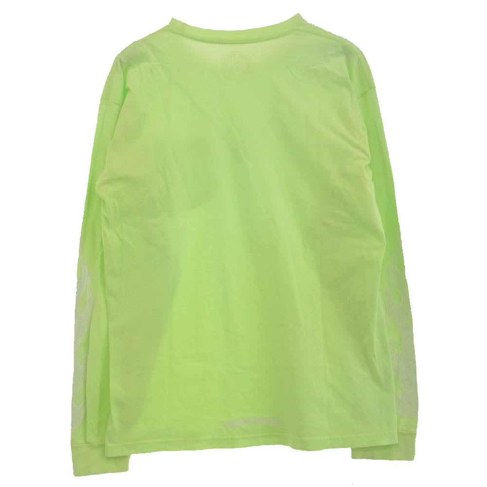 CHROME HEARTS クロムハーツ（原本無） Flame Sleeve L/S Tee フレイム 袖プリント 長袖Tシャツ カットソー ライトグリーン系 L【中古】