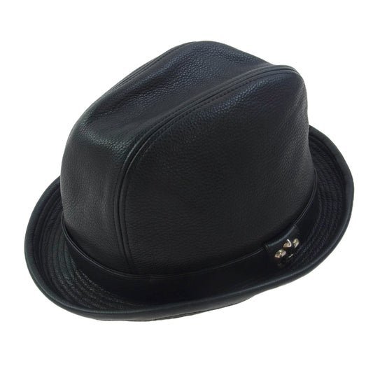 CHROME HEARTS クロムハーツ（原本無） FEDORA フェドラ ガンスリンガー BSフレア レザーハット ブラック系 L【中古】