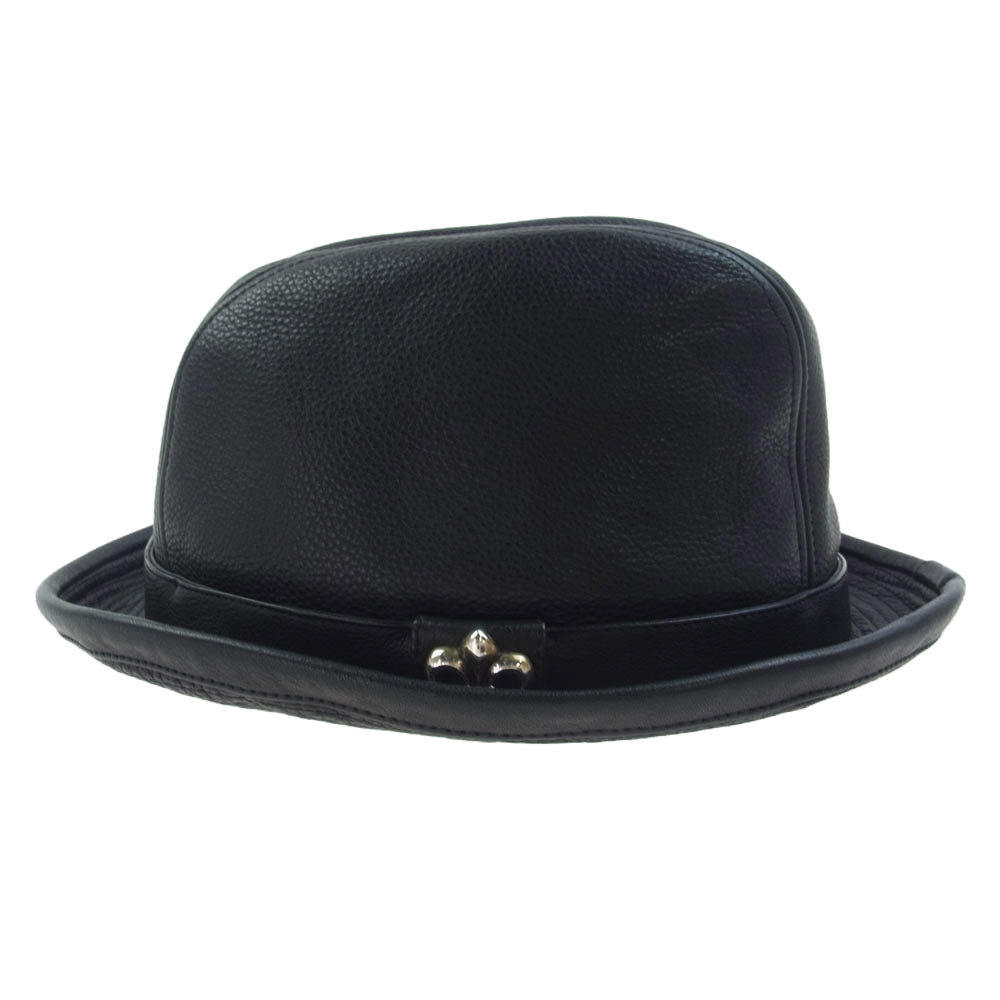CHROME HEARTS クロムハーツ（原本無） FEDORA フェドラ ガンスリンガー BSフレア レザーハット ブラック系 L【中古】