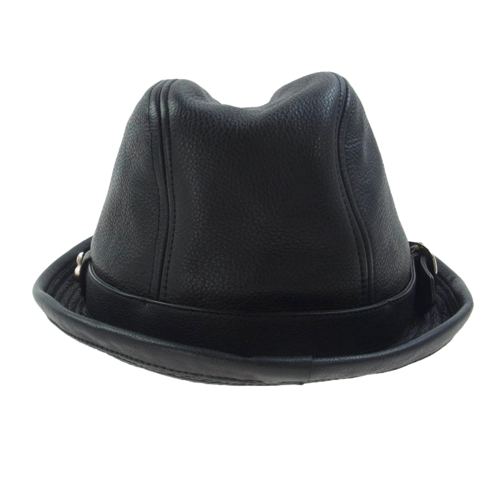 CHROME HEARTS クロムハーツ（原本無） FEDORA フェドラ ガンスリンガー BSフレア レザーハット ブラック系 L【中古】