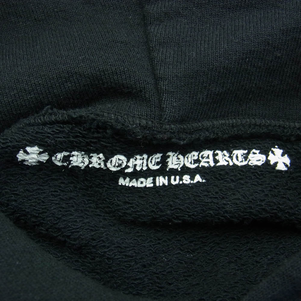 CHROME HEARTS クロムハーツ（原本無） HOODIE FLORAL CROSS フローラルクロス 袖プリント USAバックプリント ロゴ プルオーバー パーカー ブラック系 L【中古】