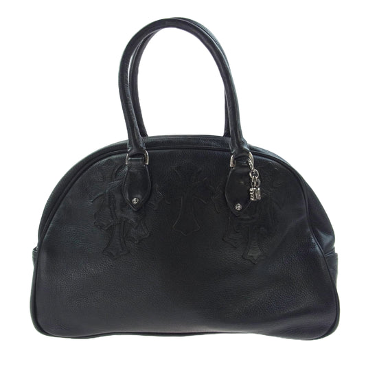 CHROME HEARTS クロムハーツ（原本無） 現行型 CHチャーム付き セメタリークロスパッチ ミディアム レザー ハンド ボストンバッグ ブラック系 27【中古】