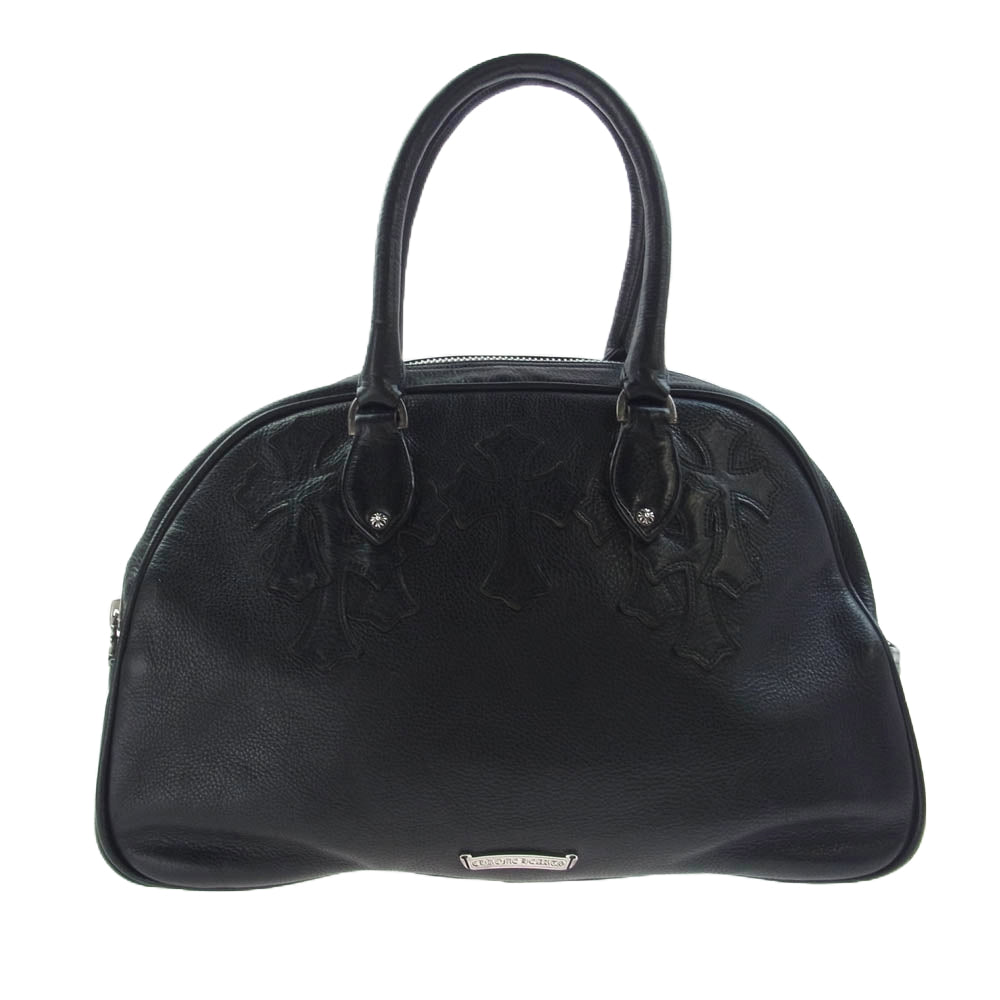 CHROME HEARTS クロムハーツ（原本無） 現行型 CHチャーム付き セメタリークロスパッチ ミディアム レザー ハンド ボストンバッグ ブラック系 27【中古】