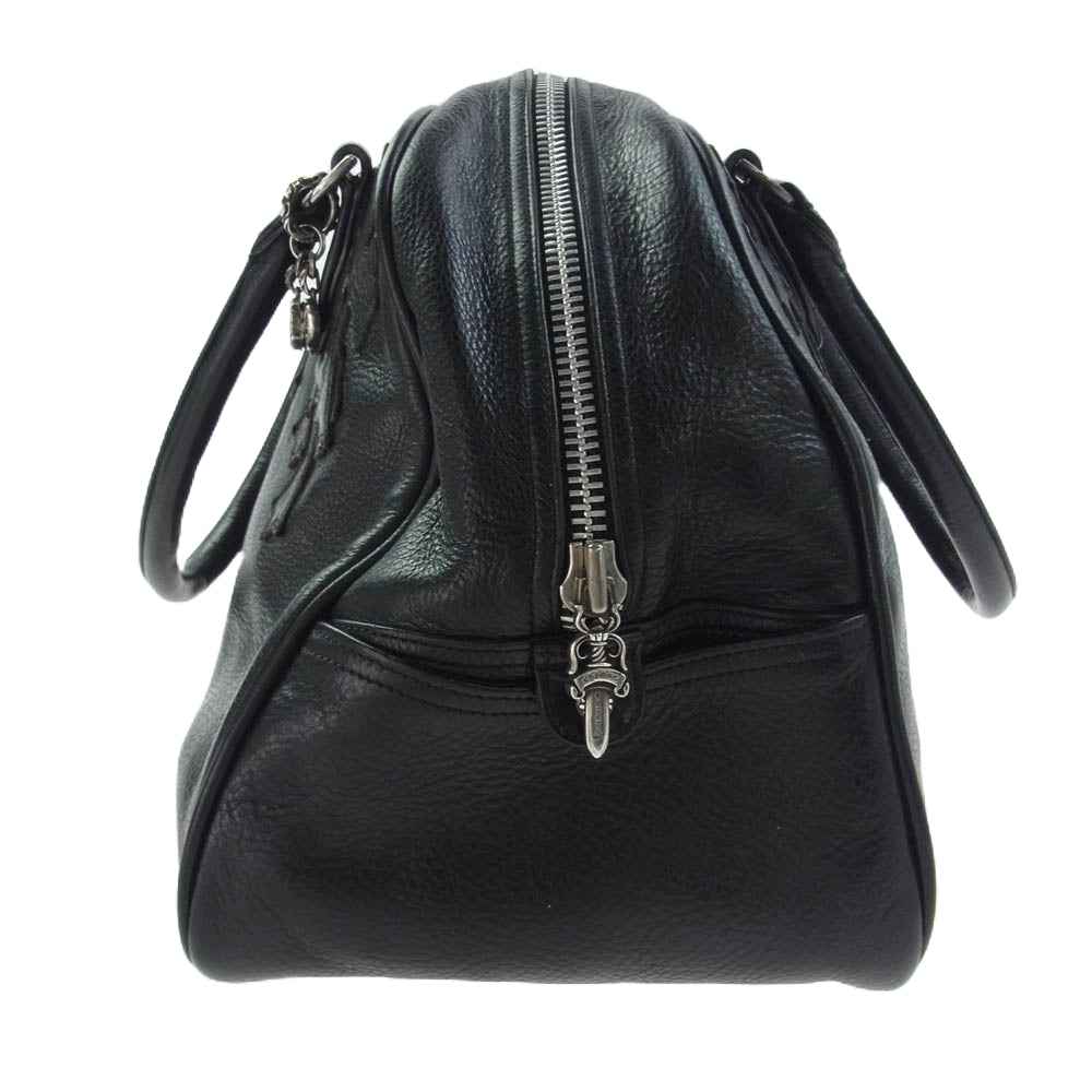 CHROME HEARTS クロムハーツ（原本無） 現行型 CHチャーム付き セメタリークロスパッチ ミディアム レザー ハンド ボストンバッグ ブラック系 27【中古】