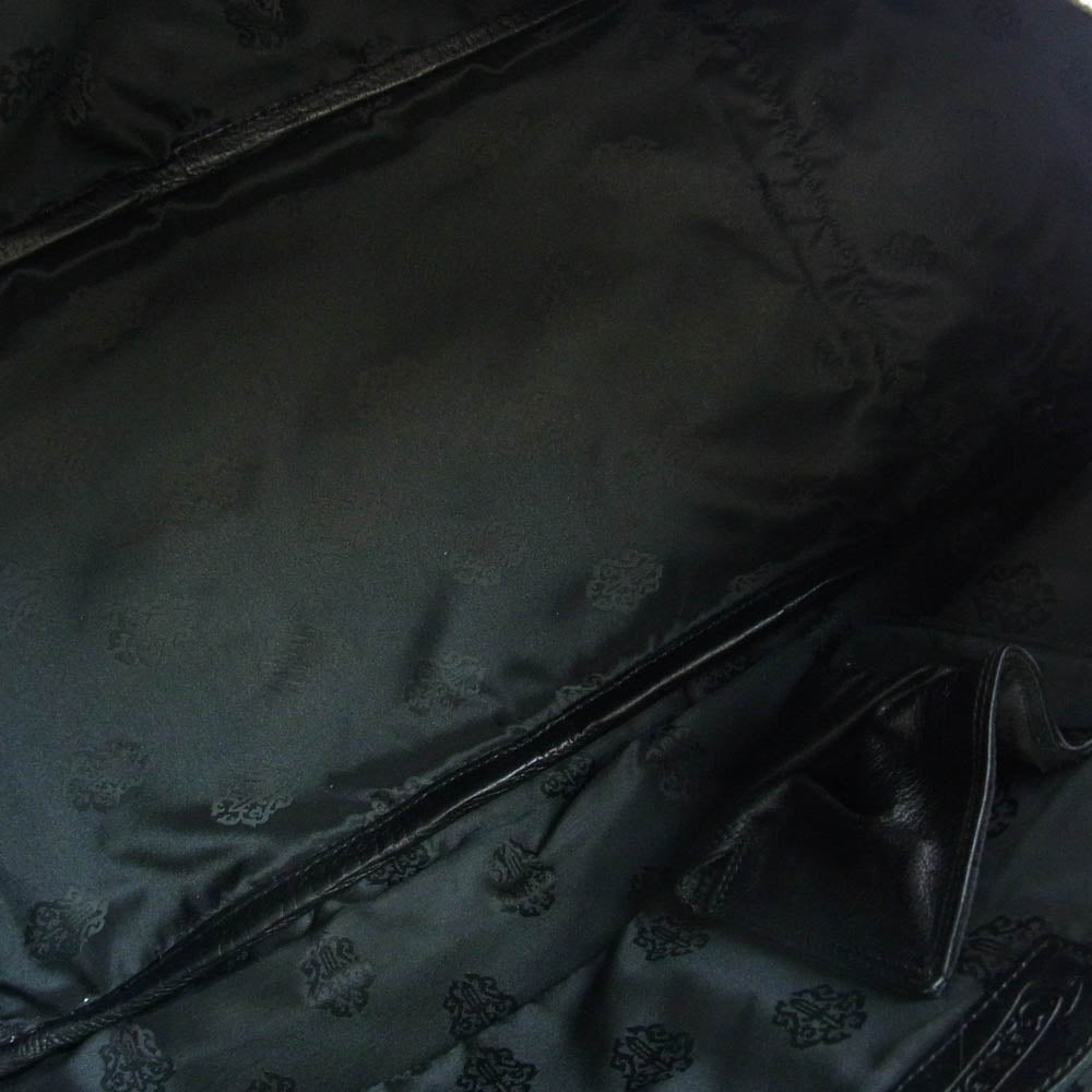 CHROME HEARTS クロムハーツ（原本無） 現行型 CHチャーム付き セメタリークロスパッチ ミディアム レザー ハンド ボストンバッグ ブラック系 27【中古】