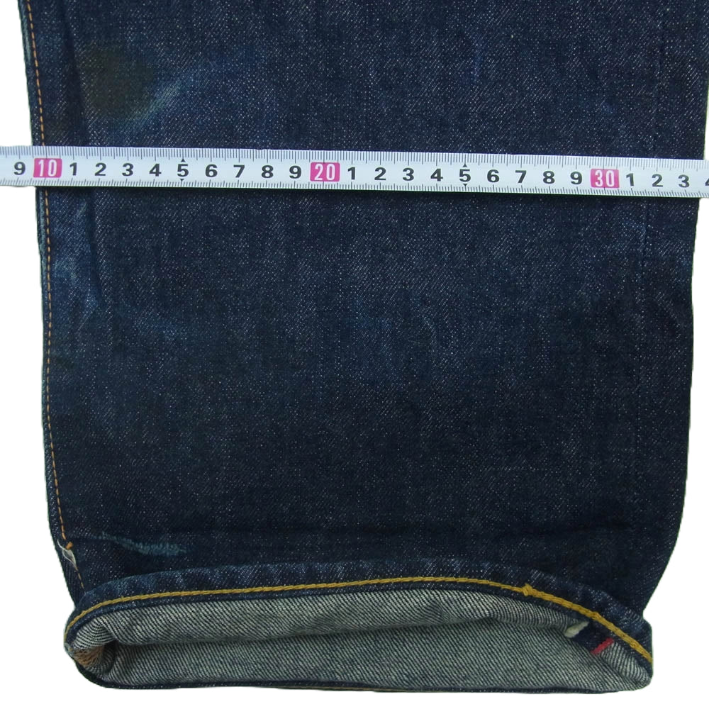 EVISU エヴィス カモメ プリント ボタンフライ デニム パンツ ペイント加工 インディゴブルー系 34 × 35【中古】