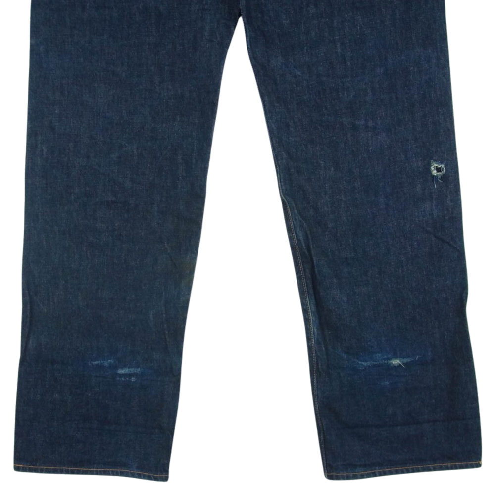 EVISU エヴィス カモメ プリント ボタンフライ デニム パンツ ペイント加工 インディゴブルー系 34 × 35【中古】