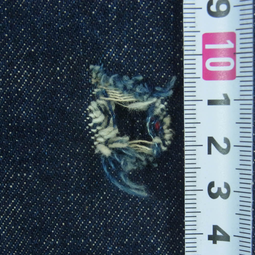 EVISU エヴィス カモメ プリント ボタンフライ デニム パンツ ペイント加工 インディゴブルー系 34 × 35【中古】
