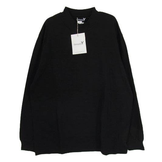Yohji Yamamoto ヨウジヤマモト GroundY グラウンドワイ GI-T40-050-2 30 COTTON T-CLOTH HIGH NECK LONG SLEEVE CUT SEW コットン天竺 モックネック 長袖カットソー ブラック系 4【新古品】【未使用】【中古】