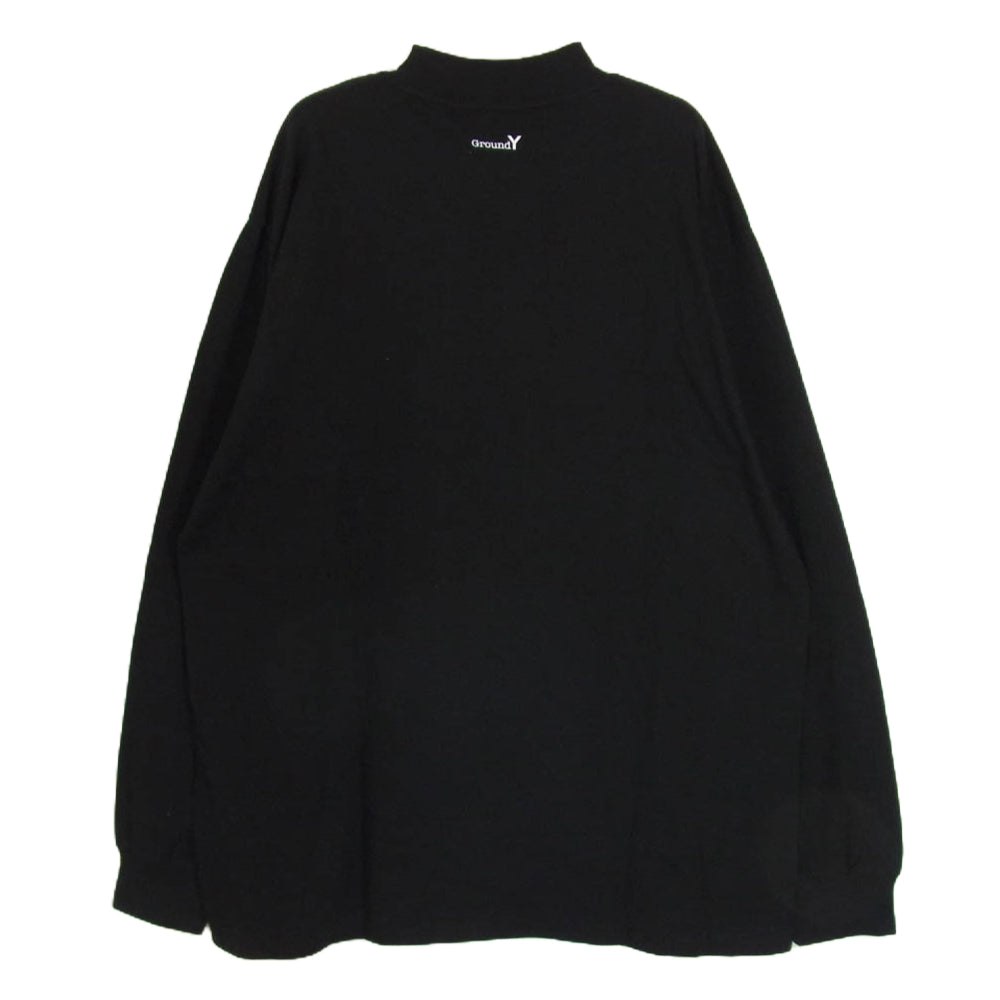 Yohji Yamamoto ヨウジヤマモト GroundY グラウンドワイ GI-T40-050-2 30 COTTON T-CLOTH HIGH NECK LONG SLEEVE CUT SEW コットン天竺 モックネック 長袖カットソー ブラック系 4【新古品】【未使用】【中古】