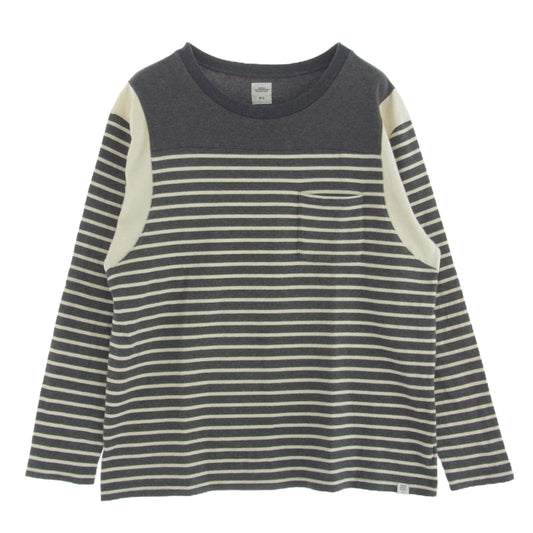 BEDWIN & THE HEARTBREAKERS ベドウィンアンドザハートブレイカーズ ボーダー ロングスリーブ カットソー 長袖 グレー系 オフホワイト系【中古】