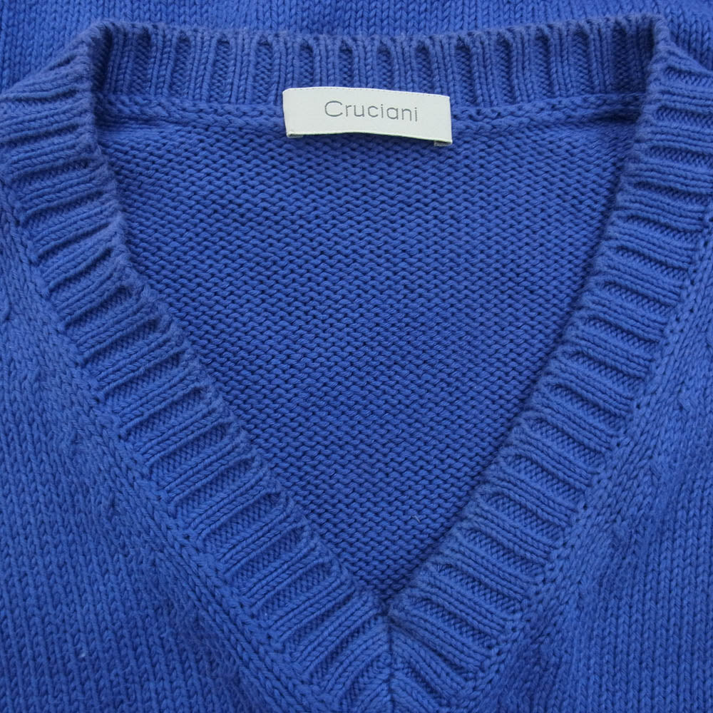 CRUCIANI クルチアーニ Vネック コットン ニット セーター イタリア製 ブルー系 50【中古】