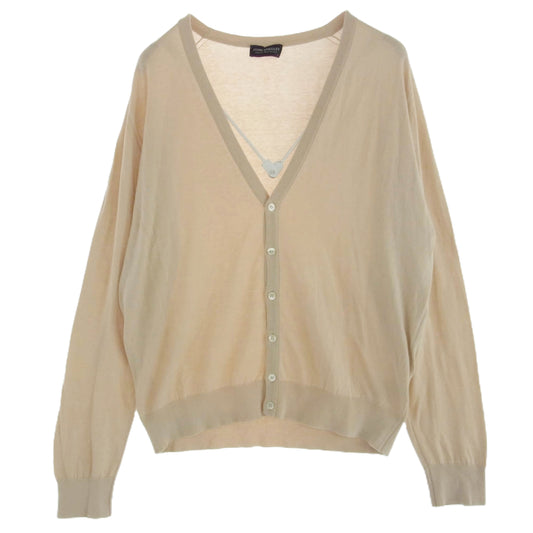JOHN SMEDLEY ジョンスメドレー コットン カーディガン イギリス製 ベージュ系 L【中古】