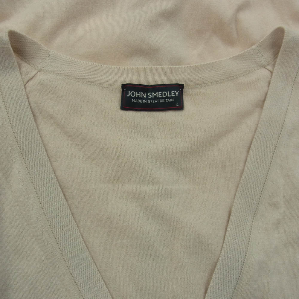 JOHN SMEDLEY ジョンスメドレー コットン カーディガン イギリス製 ベージュ系 L【中古】