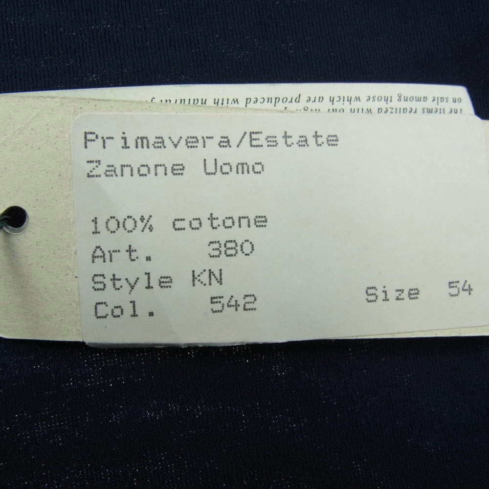 ZANONE ザノーネ イタリア製 ハイクオリティコットン天竺 長袖シャツ ネイビー系 54【中古】