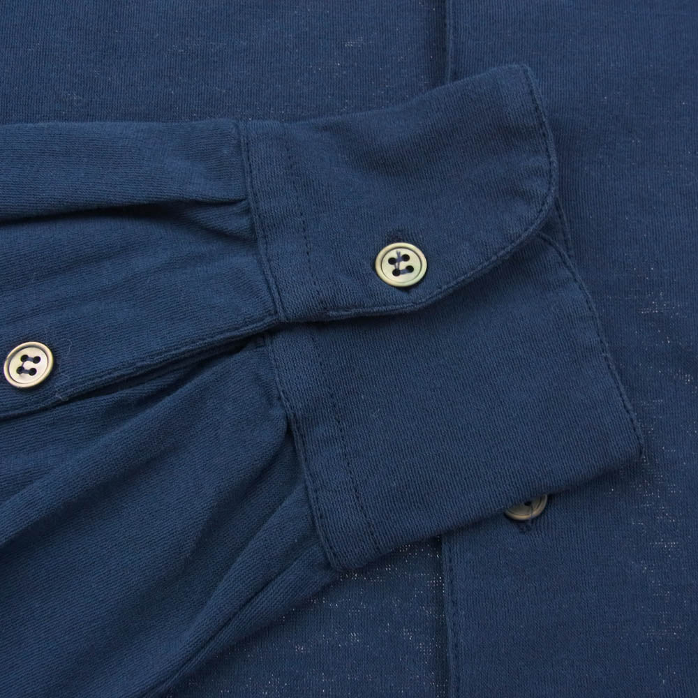 ZANONE ザノーネ イタリア製 ハイクオリティコットン天竺 長袖シャツ ネイビー系 54【中古】