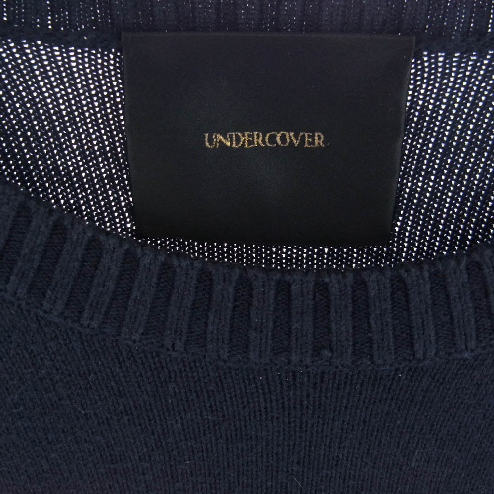 UNDERCOVER アンダーカバー 4901 カシミヤ混 ビッグUロゴ ニット セーター ネイビー系 4【中古】