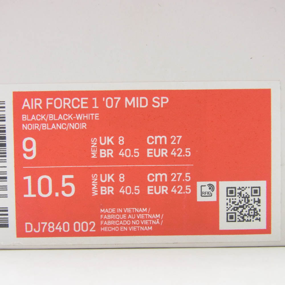 NIKE ナイキ DJ7840-002 × Stussy Air Force 1 Mid ステューシー エアフォース1 ミッド ブラック系 ホワイト系 27cm【中古】