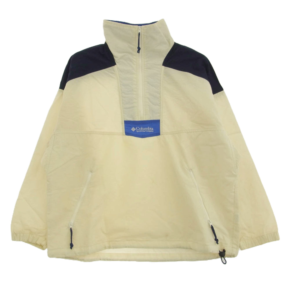 Columbia コロンビア ヴィンテージ 90s 白三角タグ ナイロンプルオーバージャケット オフホワイト系 S【中古】
