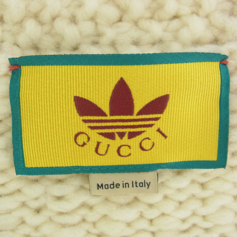 GUCCI グッチ 713001 adidas アディダス ウール カーディガン オフホワイト系 L【極上美品】【中古】