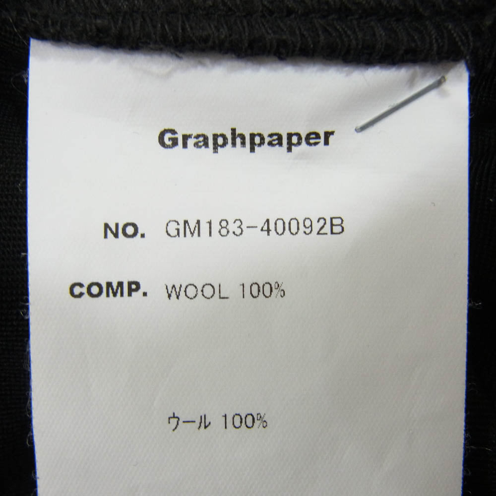 GRAPHPAPER グラフペーパー 18AW GM183-40092B SELVAGE WOOL COOK PANTS シェフ パンツ コックパンツ ブラック系 F【中古】