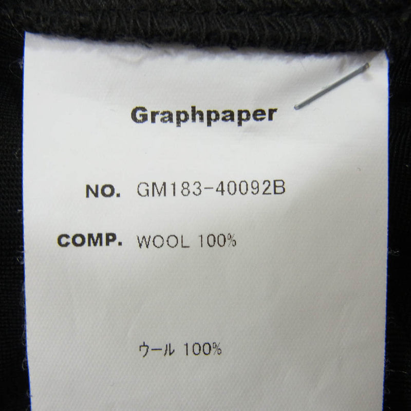 GRAPHPAPER グラフペーパー 18AW GM183-40092B SELVAGE WOOL COOK PANTS シェフ パンツ コックパンツ ブラック系 F【中古】