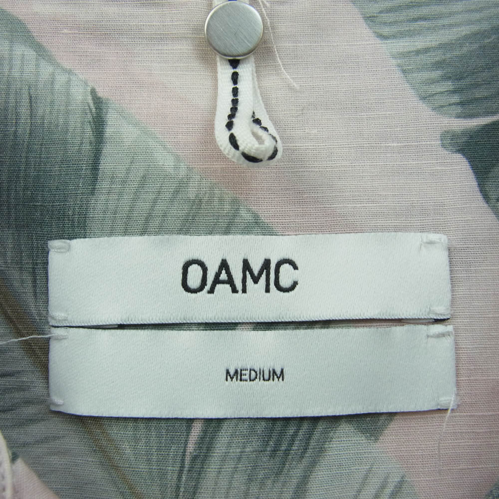 OAMC オーエーエムシー I023505 フラワー リーフ プリント 総柄 リネン コットン オープンカラー 半袖 シャツ ピンク系 M【中古】