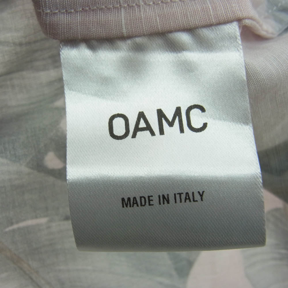 OAMC オーエーエムシー I023505 フラワー リーフ プリント 総柄 リネン コットン オープンカラー 半袖 シャツ ピンク系 M【中古】
