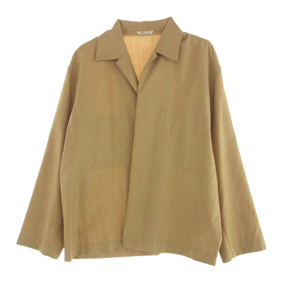 AURALEE オーラリー 19SS A9SB01WT WOOL SILK TROPICAL SHIRTS JACKET ウール トロピカル シャツ ジャケット ライトブラウン系【中古】
